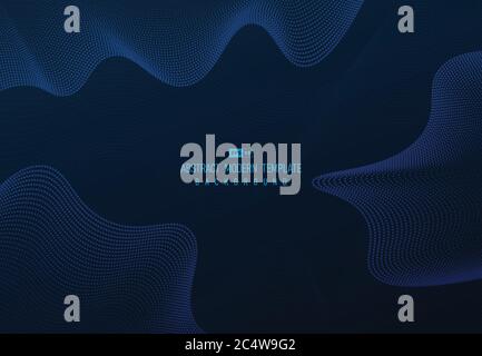 Abstract blue particles pattern dot design of wavy artwork decoration background. Use for ad, poster, artwork, template, print. illustration vector Stock Vector