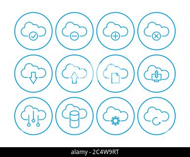 cloud computing icon set, each icon is a single object compound path , vector eps10 Stock Vector
