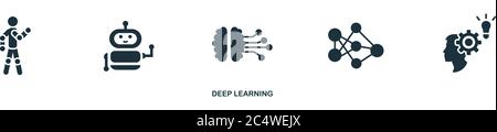 Deep Learning icon. Creative simple design from artificial intelligence icons collection. Filled deep learning icon for infographics and banner Stock Vector