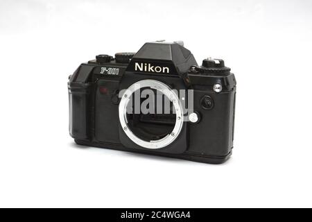 Nikon F-301 Classic Vintage 35mm Film Camera. Stock Photo