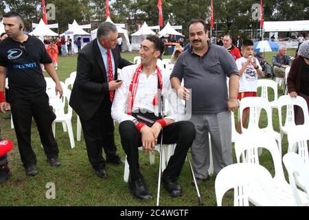 The world’s tallest man, Sultan Kosen from Turkey at the Anatolian Turkish Festival in Sydney. Stock Photo