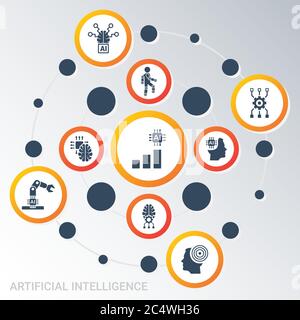 Vector Infographic template Artificial Intelligence data visualization. Different colors. Can be used for process diagram, presentations, workflow Stock Vector