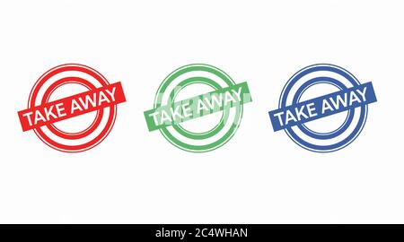 Vector Isolated Illustration of a Take Away Icons or Logos, Three Colors Stock Vector