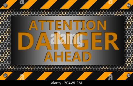 Danger sign with caution yellow tape, 3d rendering Stock Photo