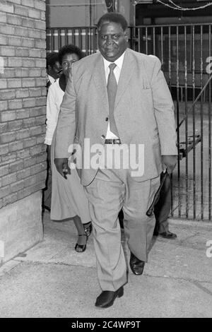 The Vice-President of Zimbabwe Joshua Nkomo arriving at London's Heathrow Airport in April 1984. Stock Photo