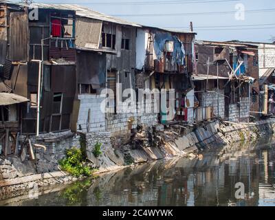 The slums of Jakarta are the capital of Indonesia. Stock Photo