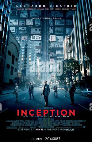 Inception (2010) directed by Christopher Nolan and starring Leonardo DiCaprio, Joseph Gordon-Levitt, Ellen Page, Tom Hardy and Ken Watanabe. A team break in to the subconscious of a businessman using dream sharing technology in order a plant a seed to influence his decision in the real world. Stock Photo