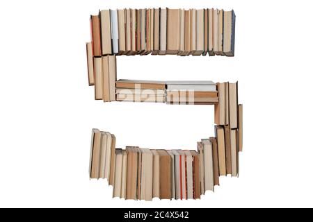 Number - 3 made of books isolated on white background. Digit shape ...