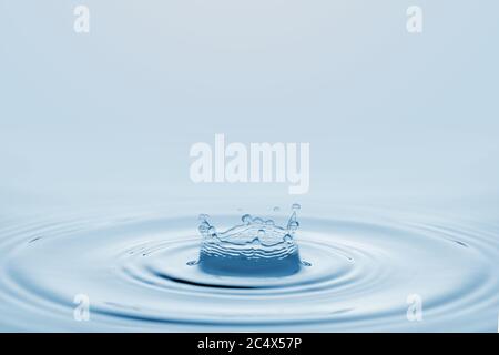 Water splash isolated on blue background. Stock Photo