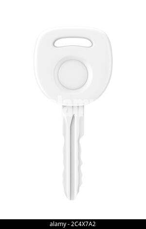 White Modern Car Key in Clay Style on a white background. 3d Rendering Stock Photo