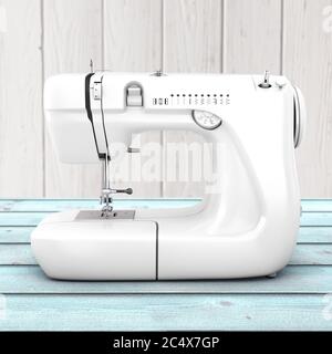 Modern White Sewing Machine on a white background. 3d Rendering Stock ...