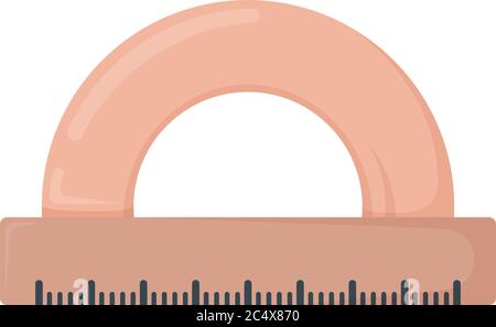School ruler icon isolated on white, cartoon vector illustration. Back to school, supplies from backpack for study in college and institute. Stock Vector