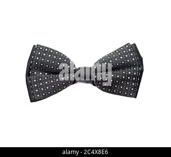 Black bow-tie with pattern isolated on a white background Stock Photo