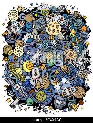space galaxy cosmic card solar system rocket taking off clouds sparkly ...