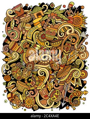 Cartoon vector doodles Africa illustration. african culture funny picture Stock Vector