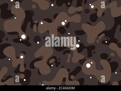Brown camouflage cartoon seamless pattern vector background texture. Stock Vector