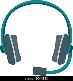 Professional gaming headset with microphone for play, high quality music listening concept icon flat vector illustration, isolated on white. Listen so Stock Vector