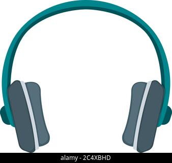 Professional gaming headset for play, high quality music listening concept icon flat vector illustration, isolated on white. Listen song, gear for str Stock Vector