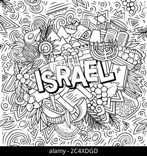 Israel hand drawn cartoon doodles illustration. Funny travel design. Stock Vector