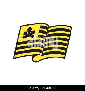 Black and yellow stripes flag icon with chestnut Kyiv City symbol. Stock Vector