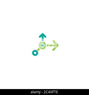 Two blue arrows point out from the center. Expand Arrows icon. Outward Directions, variants icon. Vector illustration. Isolated on white. Stock Vector