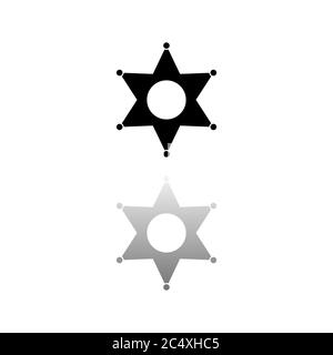 Star. Black symbol on white background. Simple illustration. Flat Vector Icon. Mirror Reflection Shadow. Can be used in logo, web, mobile and UI UX pr Stock Vector