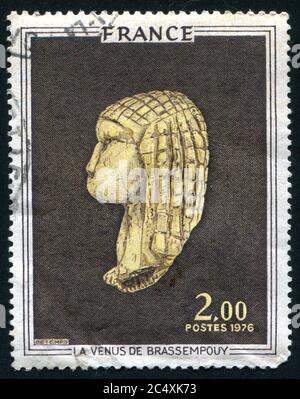 FRANCE - CIRCA 1976: stamp printed by France, shows Venus of Brassempouy, circa 1976 Stock Photo
