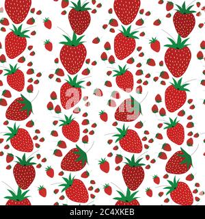 Seamless pattern of watercolor strawberries - vector illustration Stock Vector