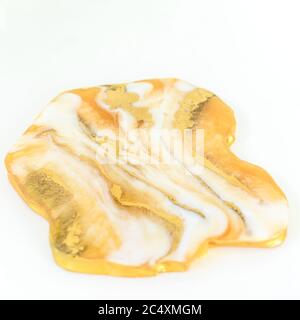Resin art white background. Flat lay, top view Stock Photo