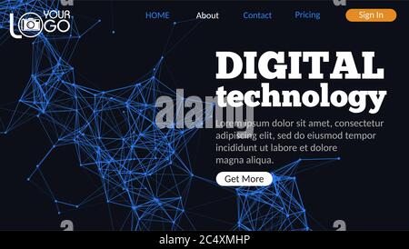 Colorful abstract landing page with plexus Stock Vector