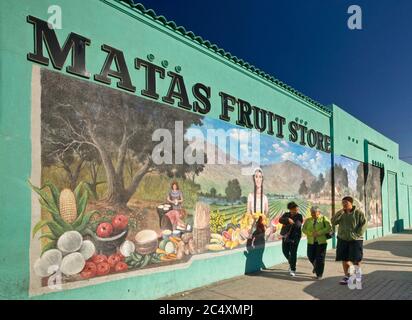 Mural at Matas Fruit Store on Seventh Avenue in El Paso, Texas, USA Stock Photo