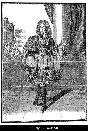French costumes in the age of Louis XIV, ca 1700, France, Royal Prince in court dress  /  Franzoesische Trachten im Zeitalter Ludwig XIV, ca 1700, Frankreich, Koeniglicher Prinz in Hoftracht Stock Photo