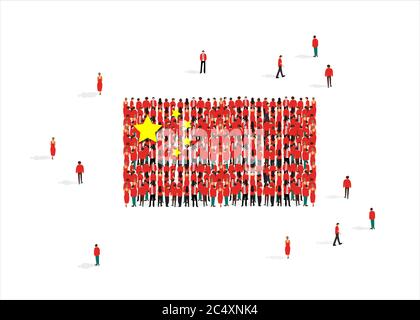 Vector illustration with national flag of Republic of China made from people on white background Stock Vector