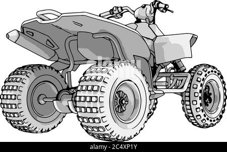 quad bike ATV drawing on a white background Stock Vector Image & Art ...