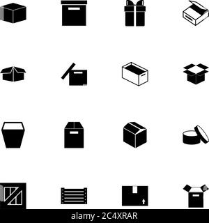 Box and Crates icon - Expand to any size - Change to any colour. Perfect Flat Vector Contains such Icons as dower chest, pannier, gift, cardboard and Stock Vector