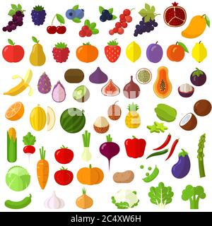 fresh raw fruits and vegetables Stock Vector