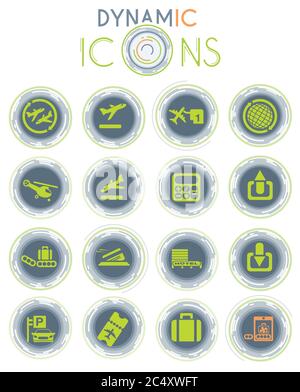 Airport dynamic icons Stock Vector