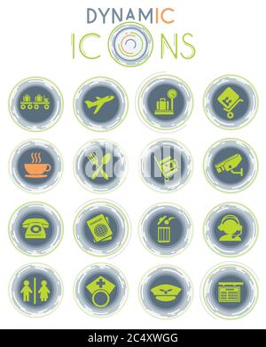Airport dynamic icons Stock Vector