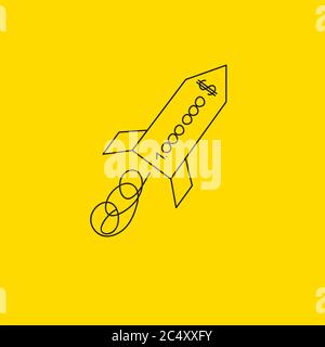 Rocket and million dollars. Ssymbol of startup, idea of business growth. Business coach icon, vector sketch Stock Vector