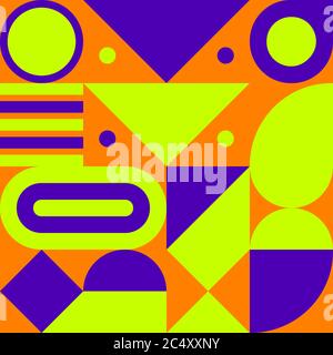 Bauhaus print, geometric seamless retro pattern with shapes, geometric composition, hipster modern abstract background Stock Vector