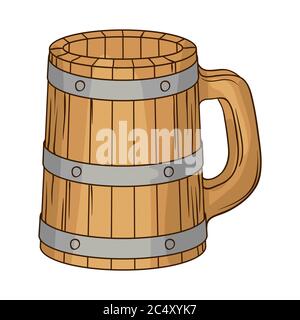 Illustration of wooden beer mug. Stock Vector