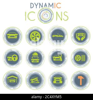 Car service maintenance dynamic icons Stock Vector