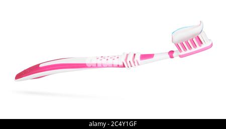 toothbrush with toothpaste isolated on white background Stock Photo