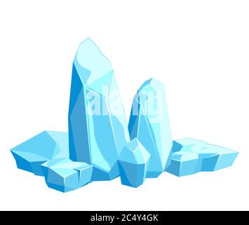 Pieces and crystals of ice, icebergs for design and decor Stock Vector