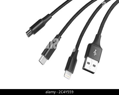 Smart Phone Charger Cable Isolated on white background with clipping path Stock Photo