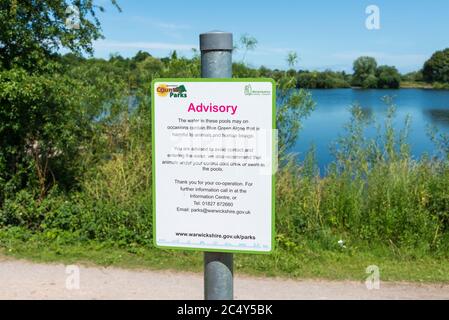 Broomey Croft Pool at Kingsbury Water Park, a 600 acre country park in North Warwickshire, UK which is used for fishing Stock Photo