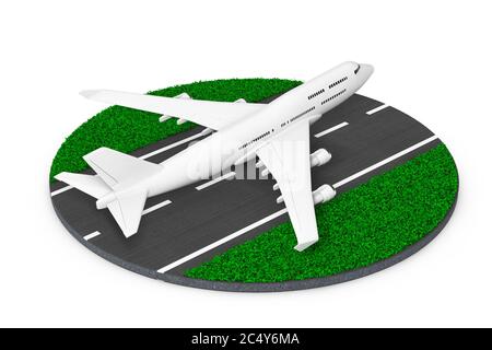 3D White Abstract Airliner Take Off On White Background. 3D render ...