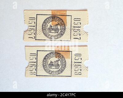 TURIN, ITALY - CIRCA JUNE 2020: Vintage Italian museum ticket Stock Photo