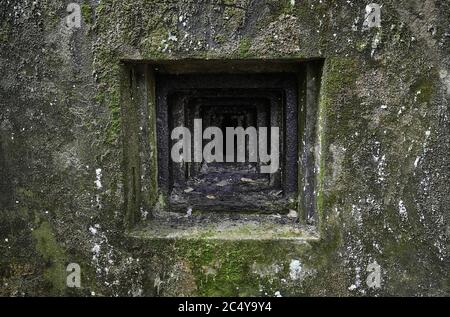 Bunker of World War II. embrasure. defensive installation Stock Photo