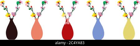 colorful flowers in vase. vector Stock Vector